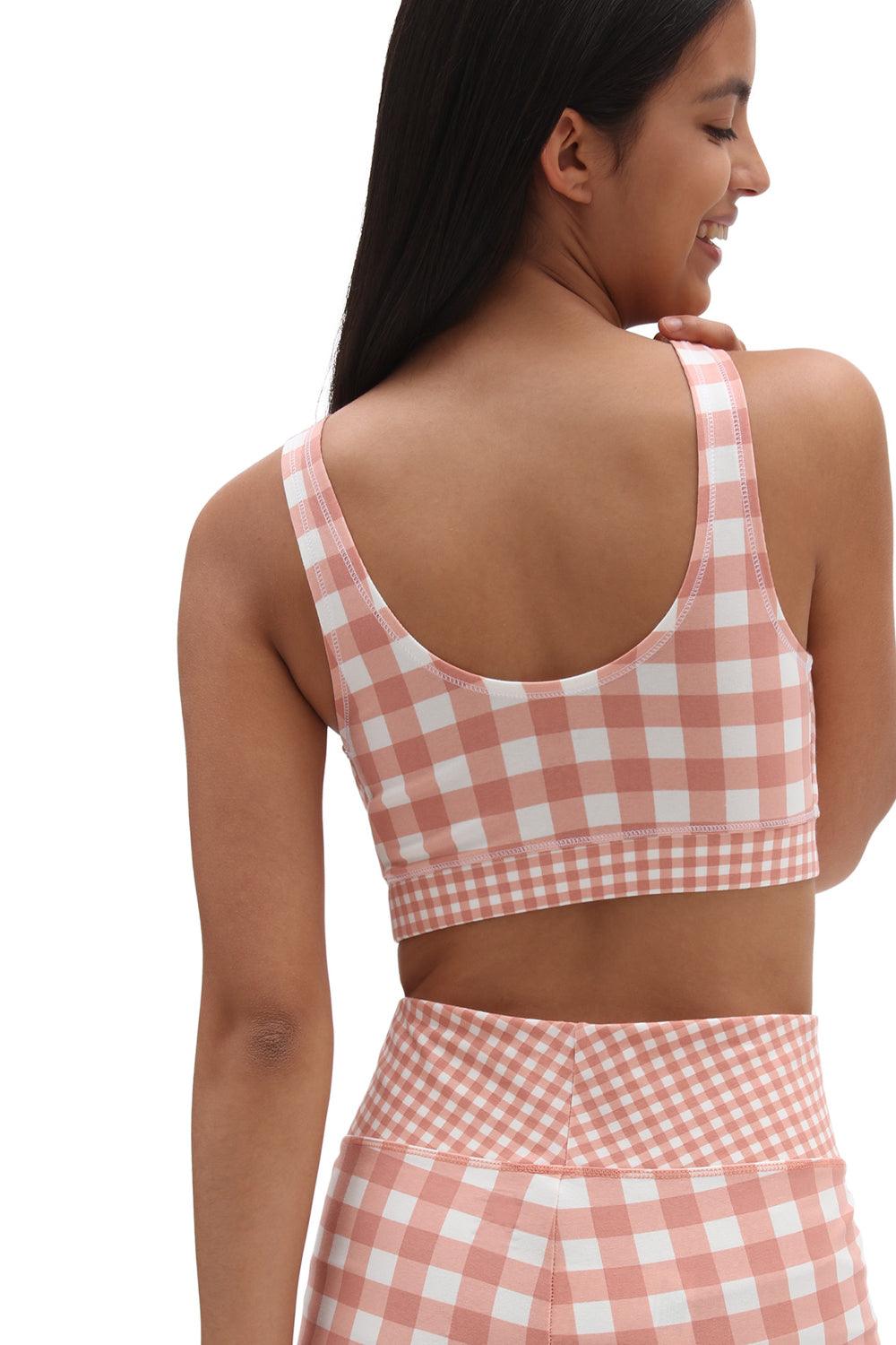 Vans-Mixed Up Gingham Bralette Rosette-Crop Top-2-roqelvaxirum.shop