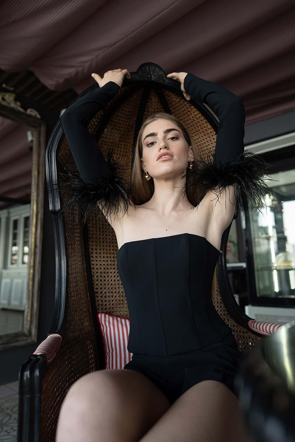 Veryself-Perception Feathered Corset-Top-1-roqelvaxirum.shop