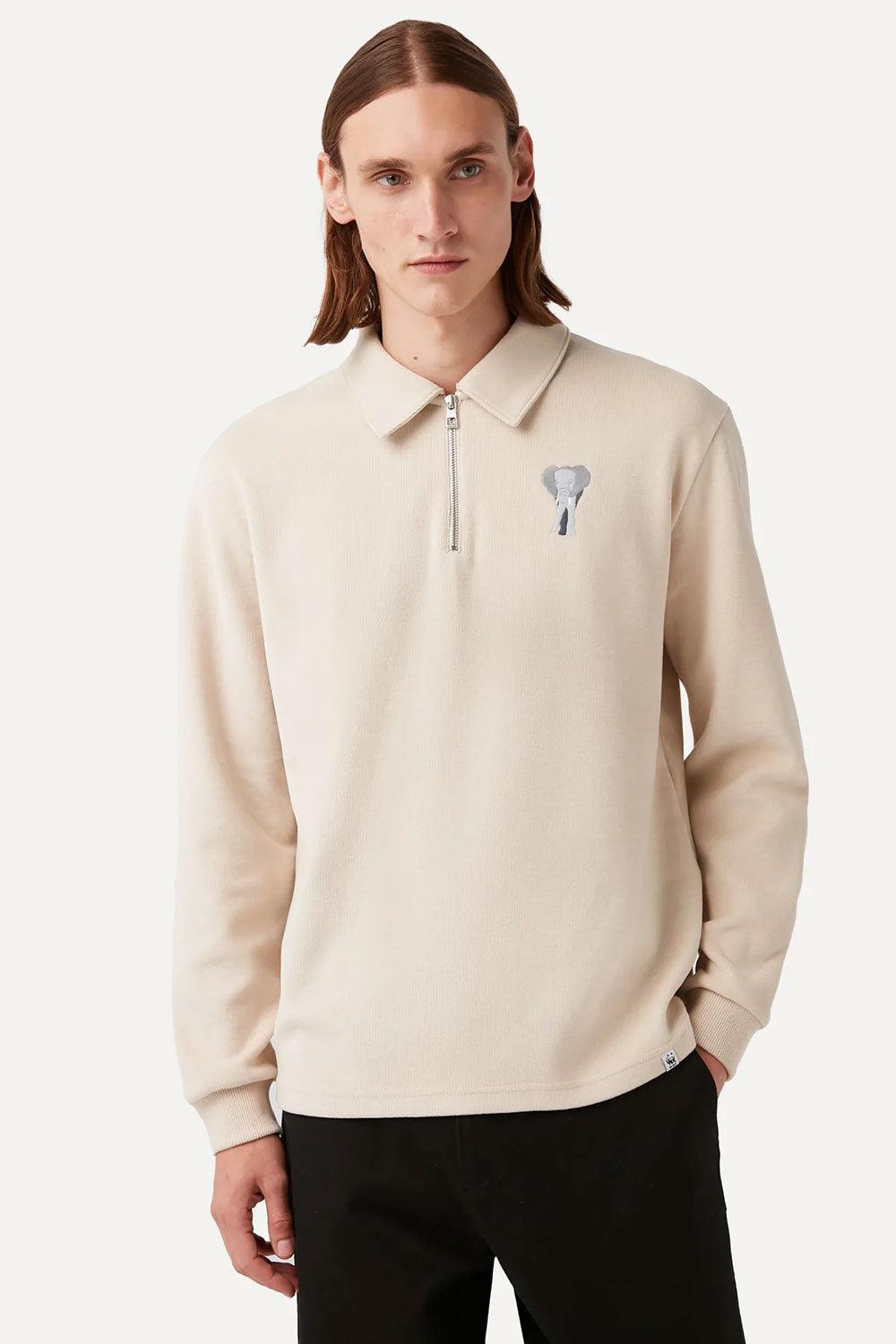 WWF Market-Fil Polo Yaka Sweatshirt - Parşömen Bej-Sweatshirts & Hoodies-4-roqelvaxirum.shop