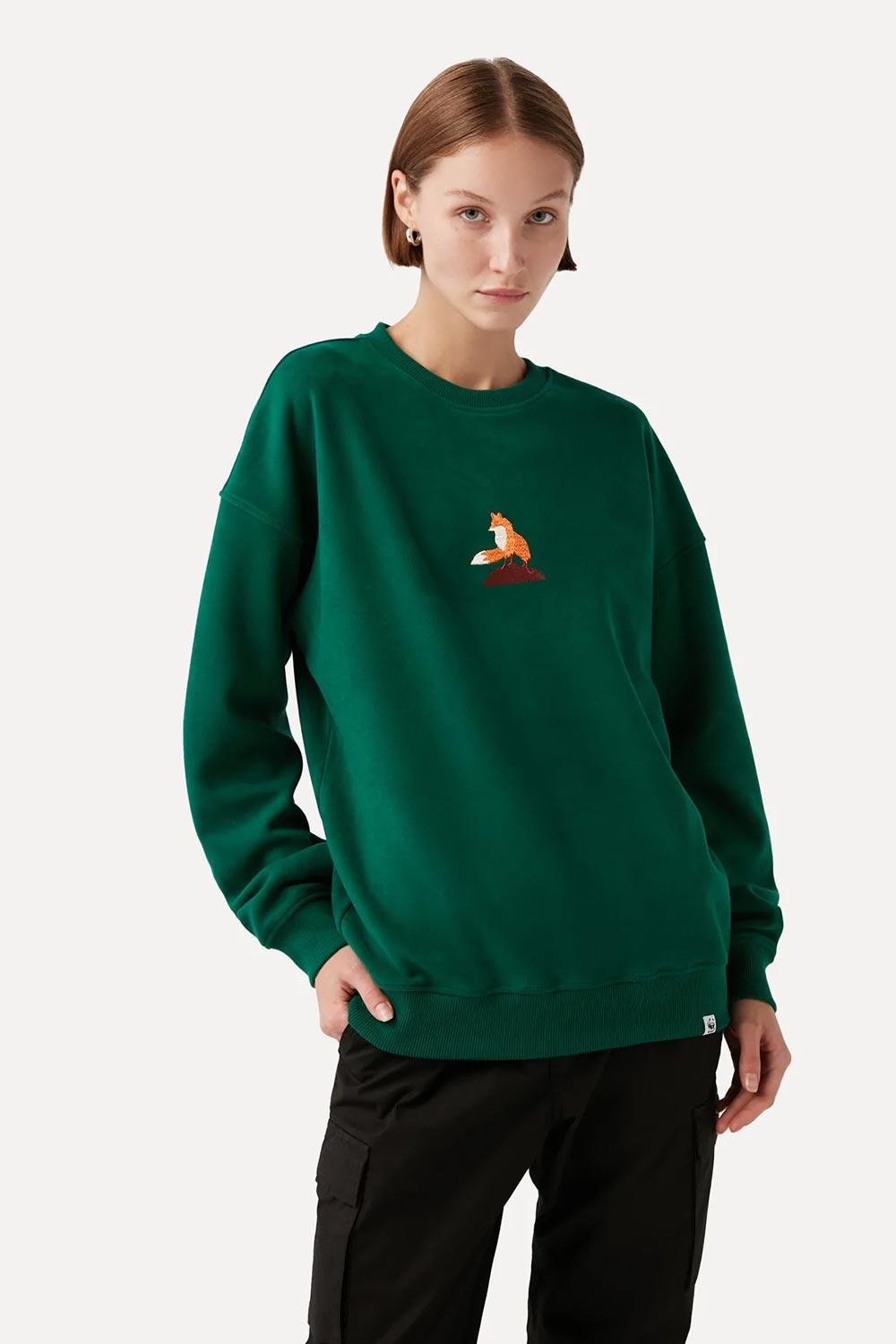 WWF Market-Kızıl Tilki Sweatshirt - Yeşil-Sweatshirts & Hoodies-3-roqelvaxirum.shop