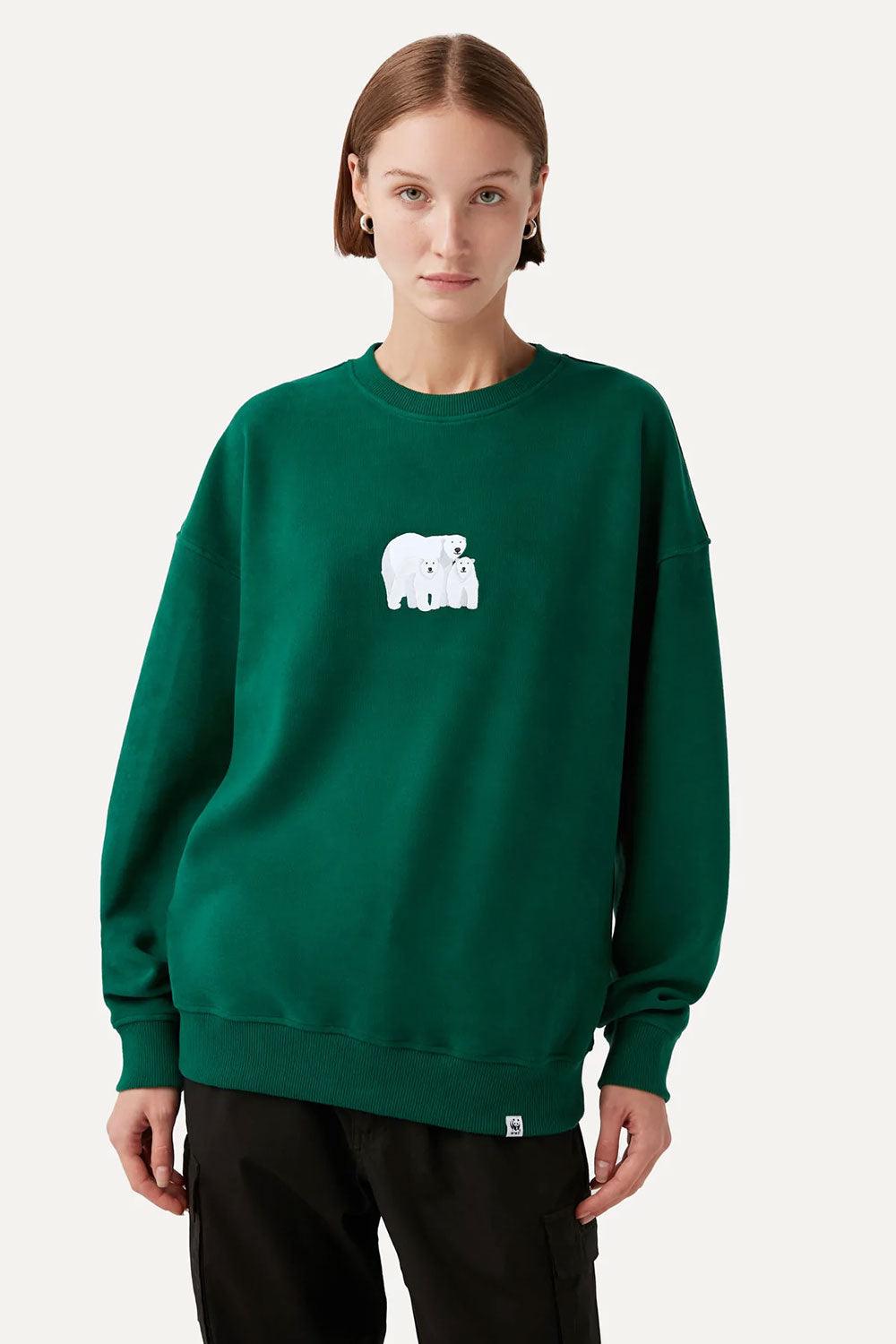 WWF Market-Kutup Ayıları Sweatshirt - Koyu Yeşil-Sweatshirts & Hoodies-4-roqelvaxirum.shop