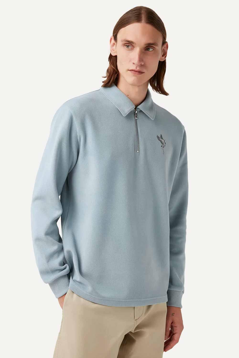 WWF Market-Turna Kuşu Polo Yaka Sweatshirt - Mavi-Sweatshirts & Hoodies-5-roqelvaxirum.shop