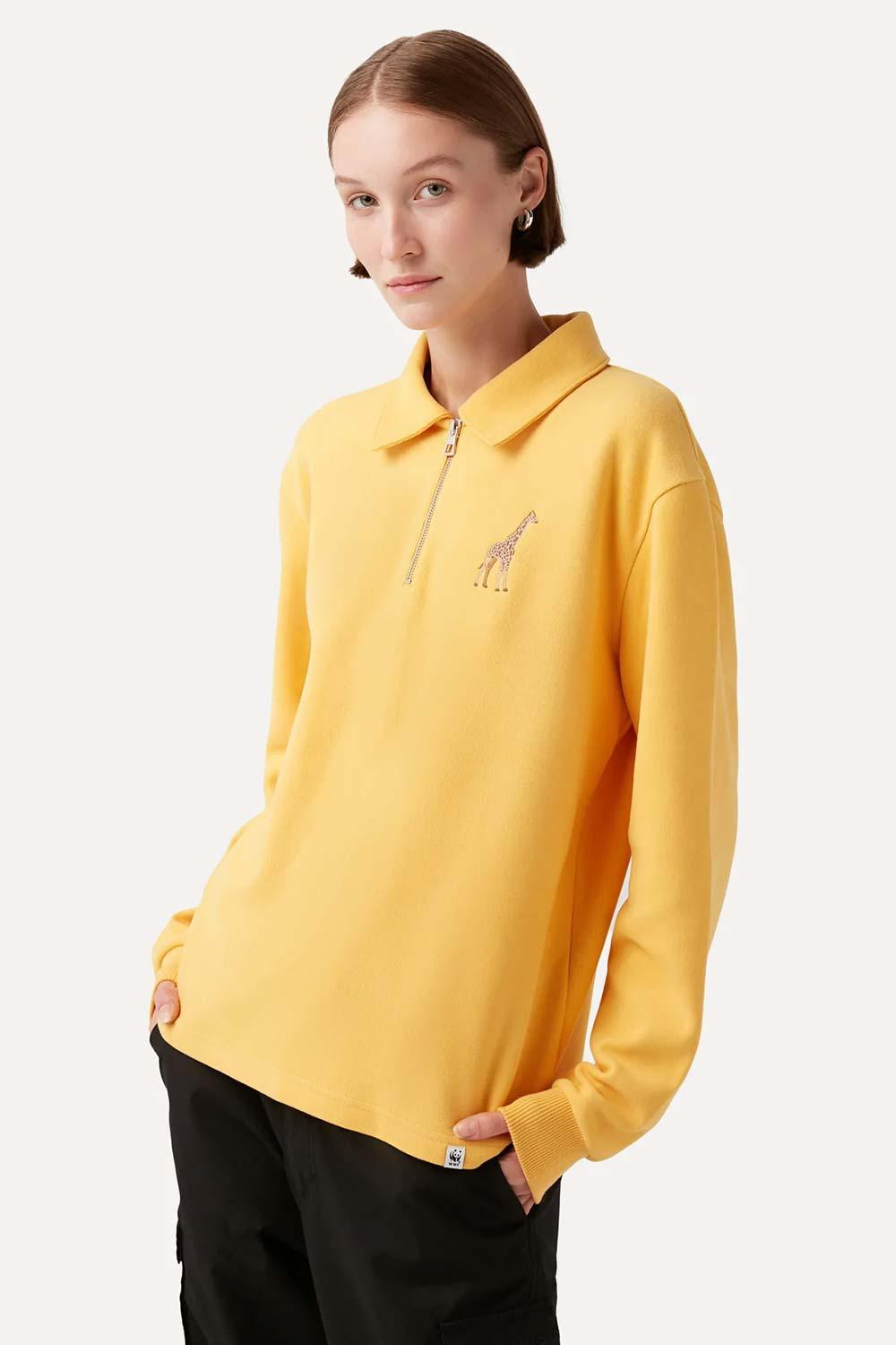 WWF Market-Zürafa Polo Yaka Sweatshirt - Sarı-Sweatshirts & Hoodies-6-roqelvaxirum.shop
