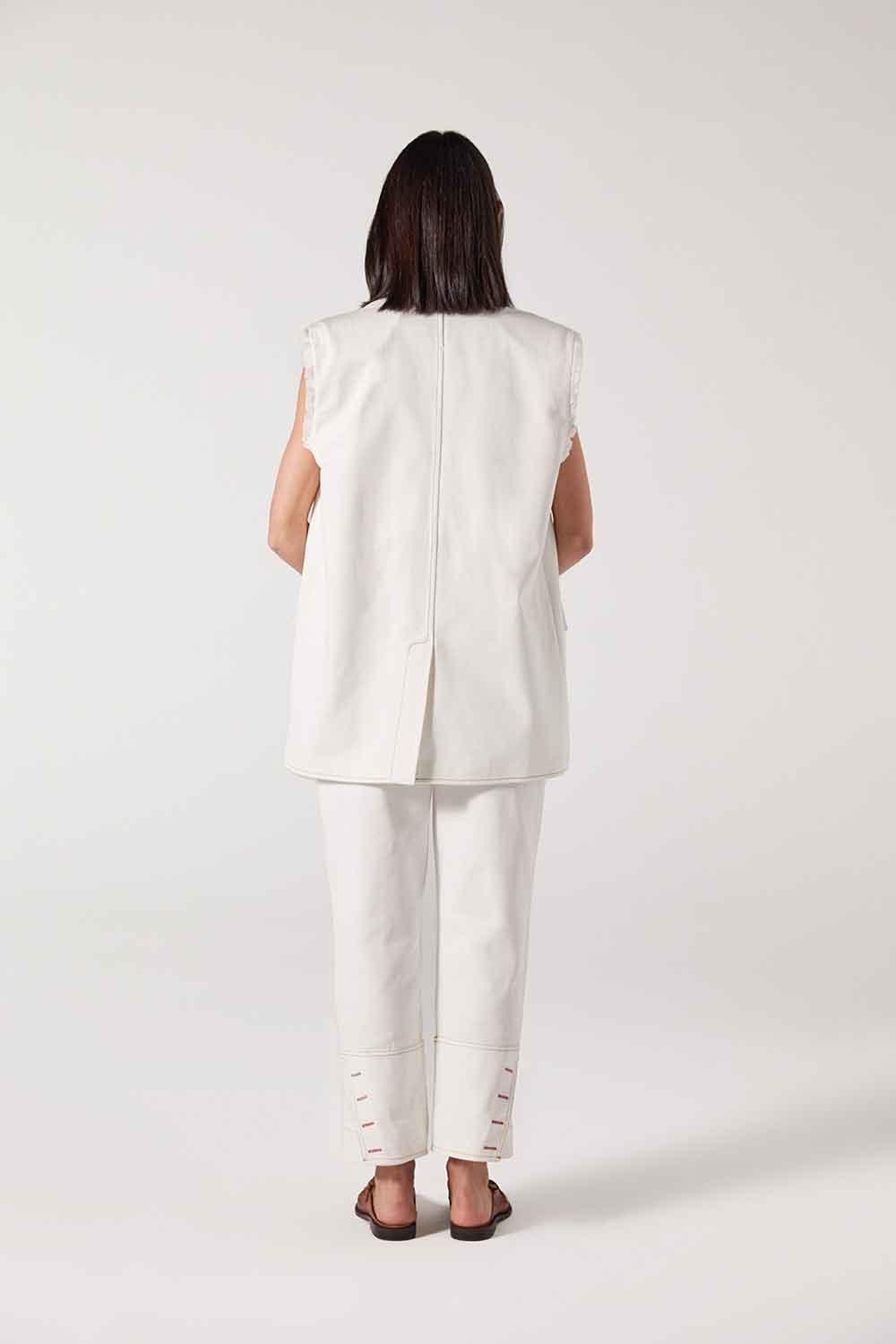 Wabi Sabi-Carol Oversize Beyaz Uzun Yelek-Yelek-4-roqelvaxirum.shop