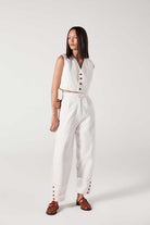 Wabi Sabi-Christopher Beyaz Oversize Kol Düğme ve Dikiş Detaylı Ceket-Ceket-8-roqelvaxirum.shop