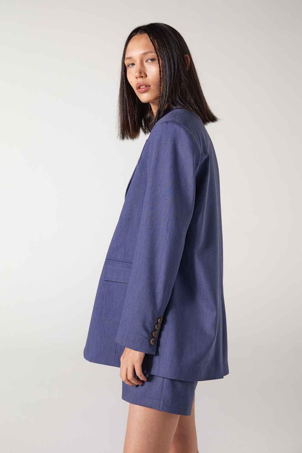 Wabi Sabi-Cle Astarlı Vatka Detaylı Mavi Ceket-Ceket-4-roqelvaxirum.shop