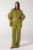 Wabi Sabi-Cle Yeşil Pileli Kemer Detaylı Yüksek Bel Pantolon-Pantolon-2-roqelvaxirum.shop