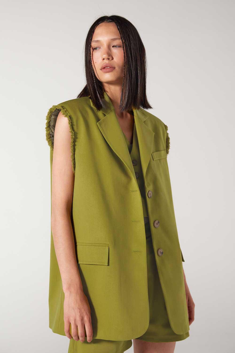 Wabi Sabi-Cle Yeşil Uzun Yelek-Yelek-2-roqelvaxirum.shop