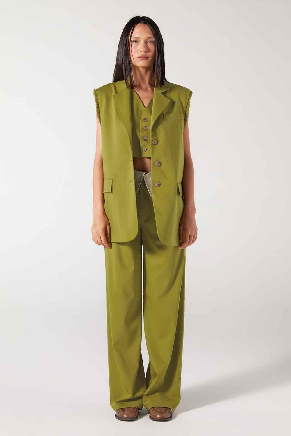 Wabi Sabi-Cle Yeşil Uzun Yelek-Yelek-5-roqelvaxirum.shop