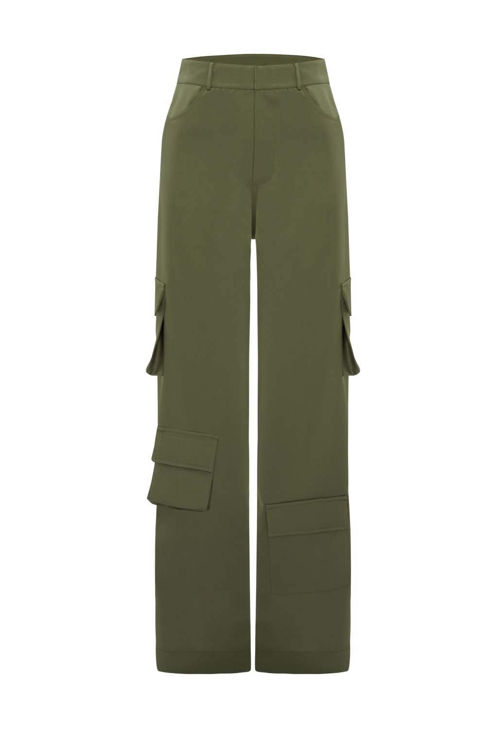 Wabi Sabi-Vento Haki Saten Pantolon-Pantolon-2-roqelvaxirum.shop