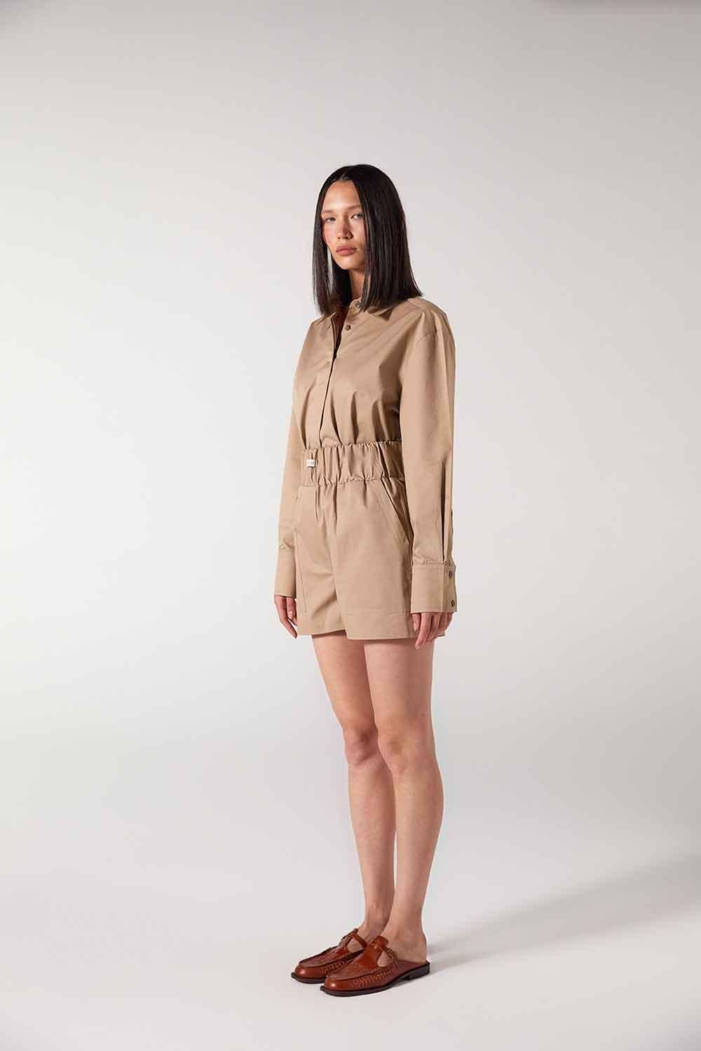 Wabi Sabi-WS Lastik Bel Detaylı Bej Şort-Şort-3-roqelvaxirum.shop