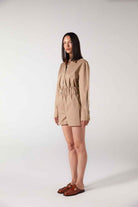 Wabi Sabi-WS Lastik Bel Detaylı Bej Şort-Şort-3-roqelvaxirum.shop