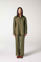 Wabi Sabi-Ws Yeşil Oversize Keten Gömlek-Gömlek-1-roqelvaxirum.shop