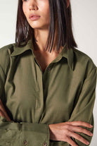 Wabi Sabi-Ws Yeşil Oversize Keten Gömlek-Gömlek-4-roqelvaxirum.shop
