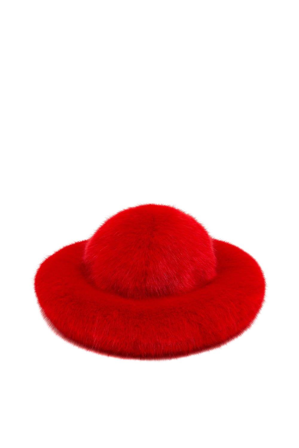 Wayt-Saturn Kırmızı Büyük Suni Kürk Şapka-Bucket Hat-2-roqelvaxirum.shop