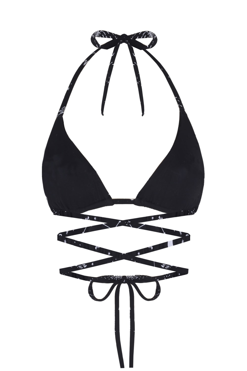 Wayt-Space Babe Gezegen Ve Burç Desenli İpli Siyah Bikini Üstü-Bikini & Mayo-2-roqelvaxirum.shop