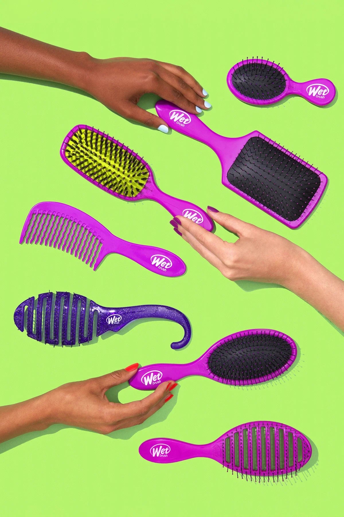 Wet Brush Mini Detangler Dolaşık Açıcı Saç Fırçası Mor