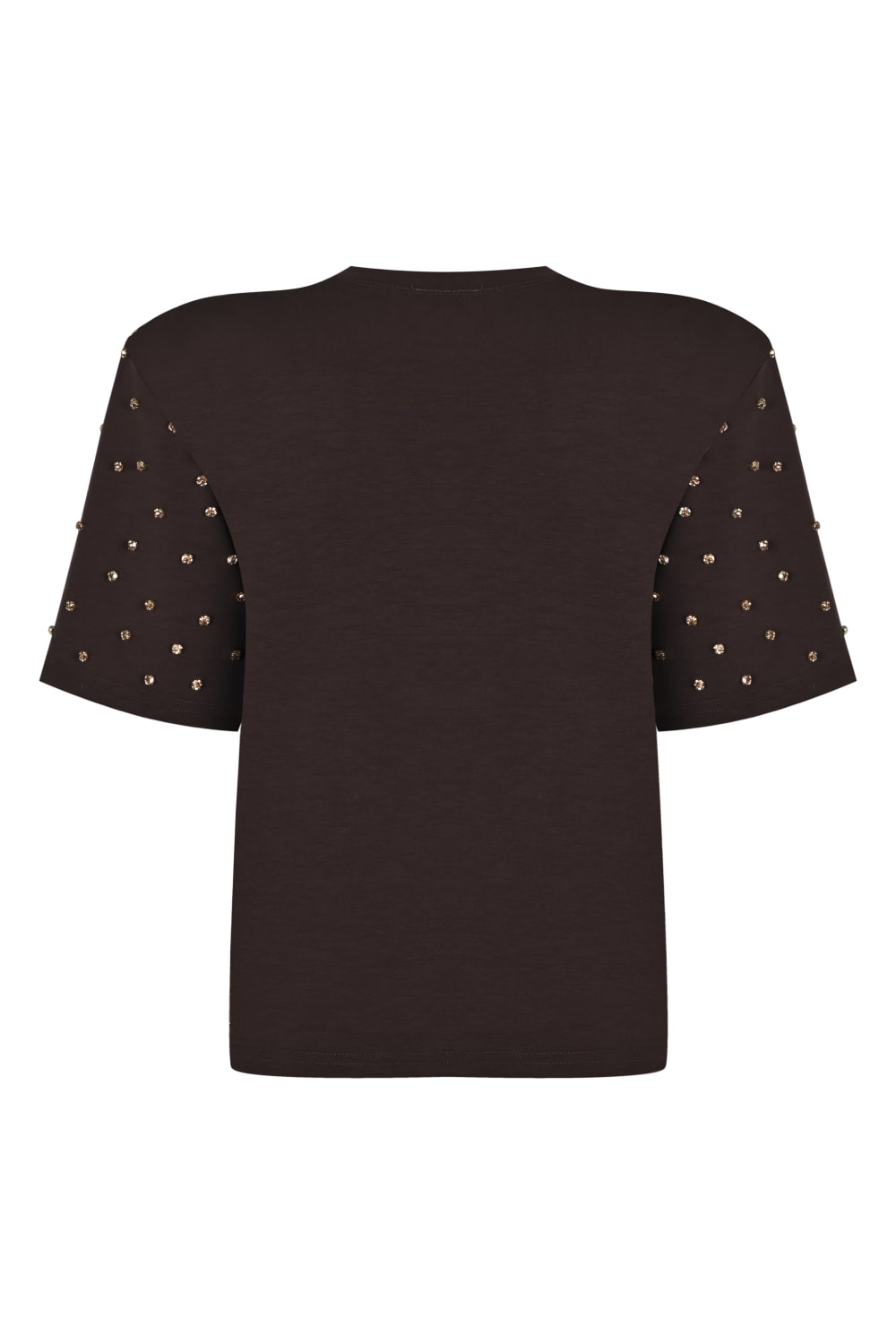 Wingcott-Acı Kahve Taş İşlemeli Vatkalı Yarım Kollu Tişört-T-Shirts-2-roqelvaxirum.shop