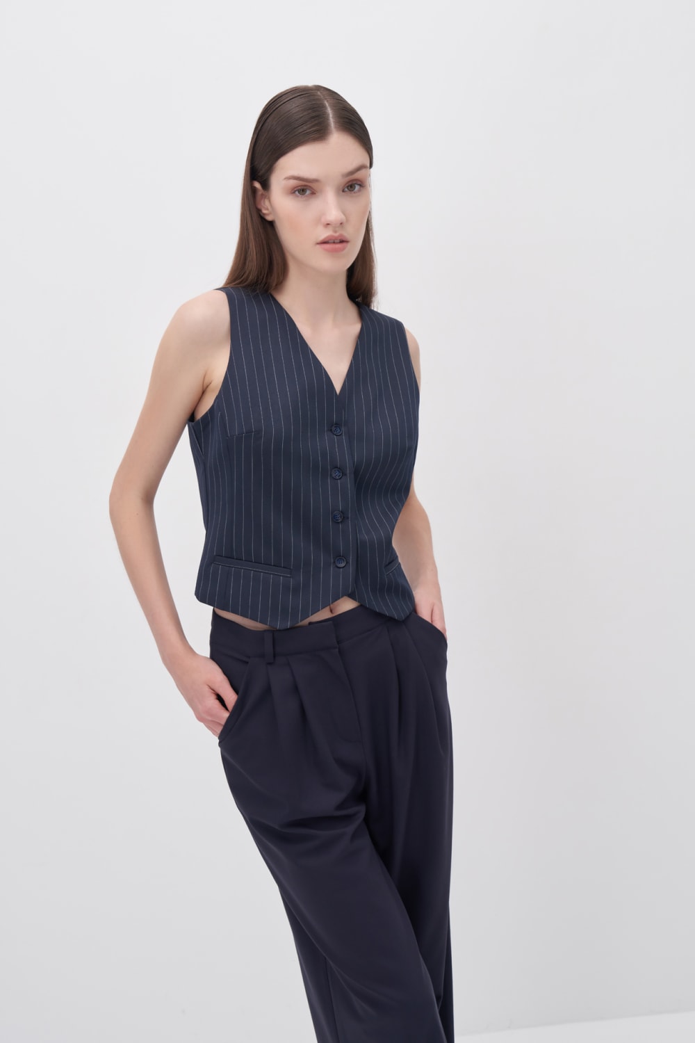 Wingcott-Lacivert Çift Pileli Geniş Kesim Pantolon-Pantolon-3-roqelvaxirum.shop