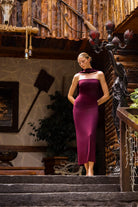 Wingcott-Şal Detaylı Strech Maxi Elbise-Elbise-1-roqelvaxirum.shop