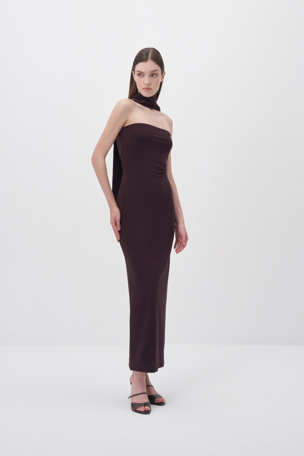 Wingcott-Şal Detaylı Strech Maxi Elbise-Elbise-4-roqelvaxirum.shop