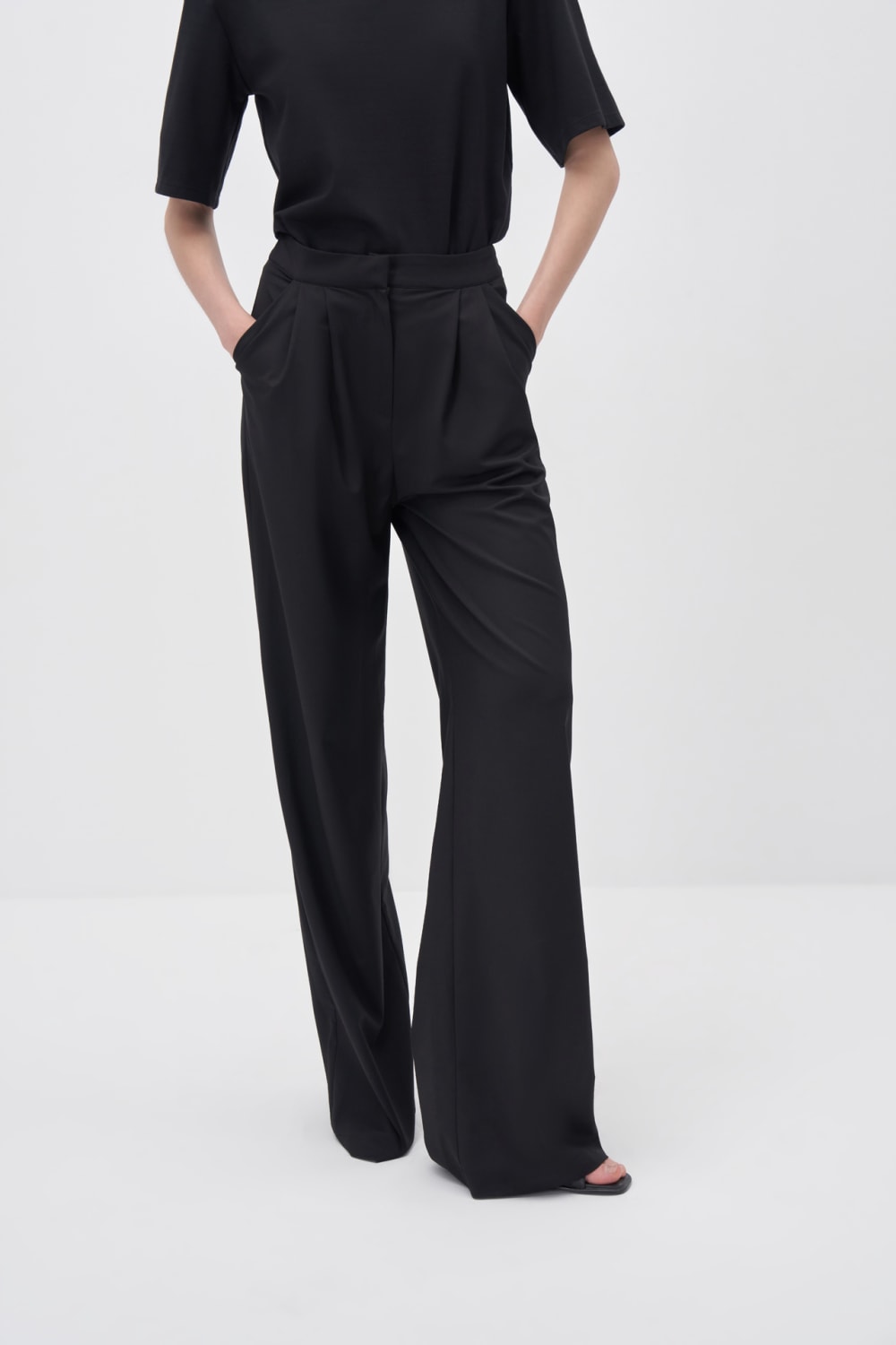 Wingcott-Siyah Çift Pileli Geniş Kesim Pantolon-Pantolon-1-roqelvaxirum.shop