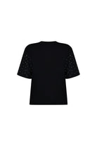 Wingcott-Siyah Taş İşlemeli Vatkalı Yarım Kollu Tişört-T-Shirts-2-roqelvaxirum.shop