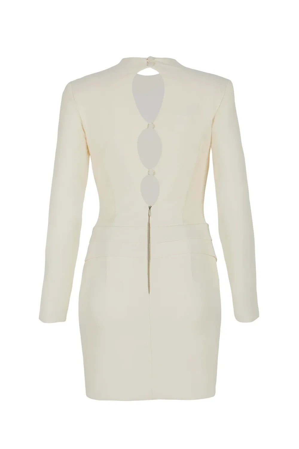 Yelda Alatekin-Ursa Ecru Mini Dress-Elbise-5-roqelvaxirum.shop