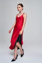 Zeynep Kaya-Çift Taraflı Saten Siyah/kırmızı Elbise-Elbise-1-roqelvaxirum.shop