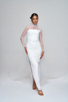 Zeynep Kaya-Fransız Dantel Yırtmaçlı Drapeli Elbise-Elbise-1-roqelvaxirum.shop