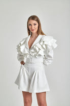 Zeynep Kaya-Geniş Paçalı Ribana Detay Beyaz Şort-Şort-2-roqelvaxirum.shop