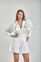 Zeynep Kaya-Geniş Paçalı Ribana Detay Beyaz Şort-Şort-4-roqelvaxirum.shop