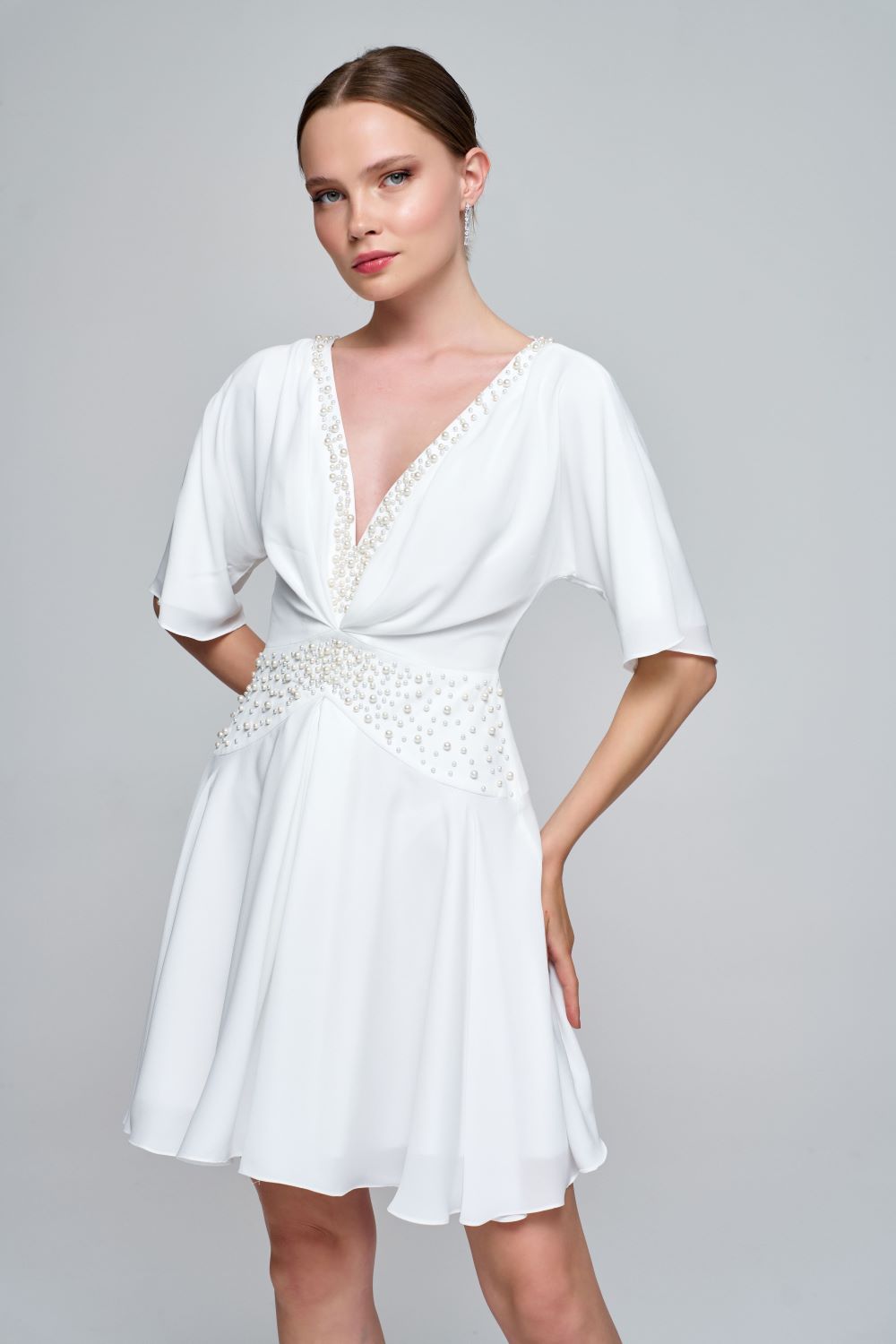 Zeynep Kaya-İnci Korsajlı Kloş Elbise-Elbise-1-roqelvaxirum.shop