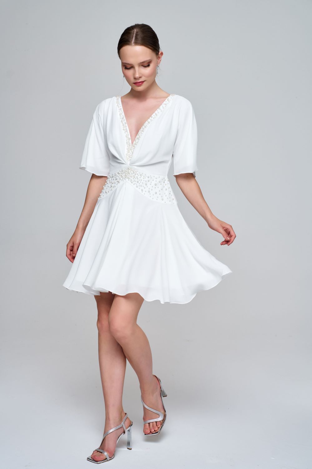 Zeynep Kaya-İnci Korsajlı Kloş Elbise-Elbise-3-roqelvaxirum.shop