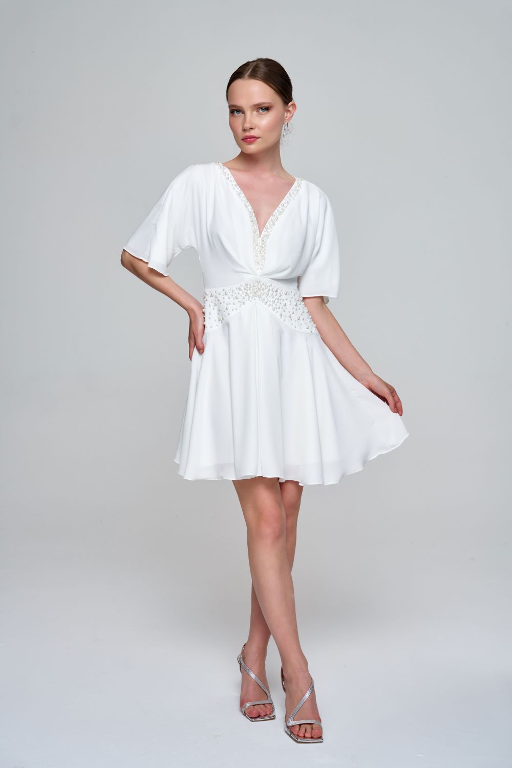 Zeynep Kaya-İnci Korsajlı Kloş Elbise-Elbise-4-roqelvaxirum.shop