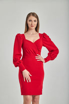 Zeynep Kaya-Kırmızı Midi Boy Vücuda Oturan Krep Elbise-Elbise-4-roqelvaxirum.shop
