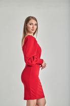 Zeynep Kaya-Kırmızı Midi Boy Vücuda Oturan Krep Elbise-Elbise-5-roqelvaxirum.shop