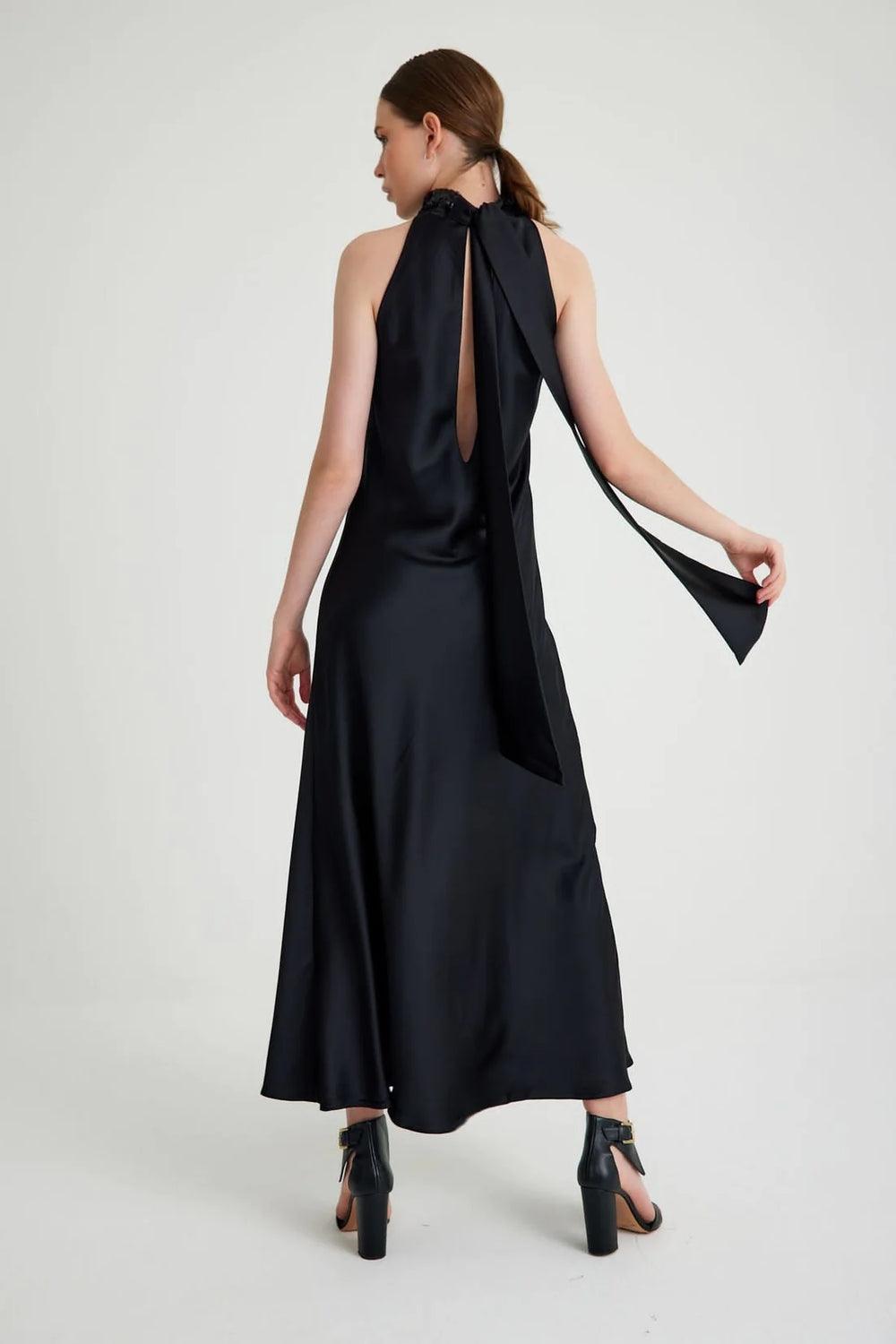 Zeynep Mayruk-Swan Dress Black-Elbise-3-roqelvaxirum.shop