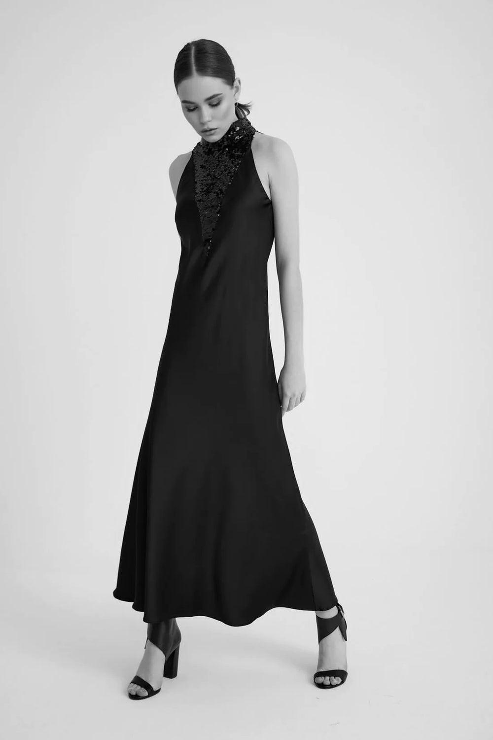 Zeynep Mayruk-Swan Dress Black-Elbise-4-roqelvaxirum.shop