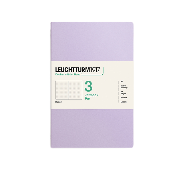 Leuchtturm1917 Jottbook Pur A5 80 Numaralandırılmış Sayfa Noktalı 3'Lü Paket Defter Lilac 400695