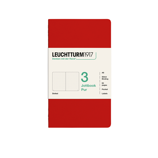 Leuchtturm1917 Jottbook Pur A6 64 Numaralandırılmış Sayfa Noktalı 3'Lü Paket Defter Cherry 400721