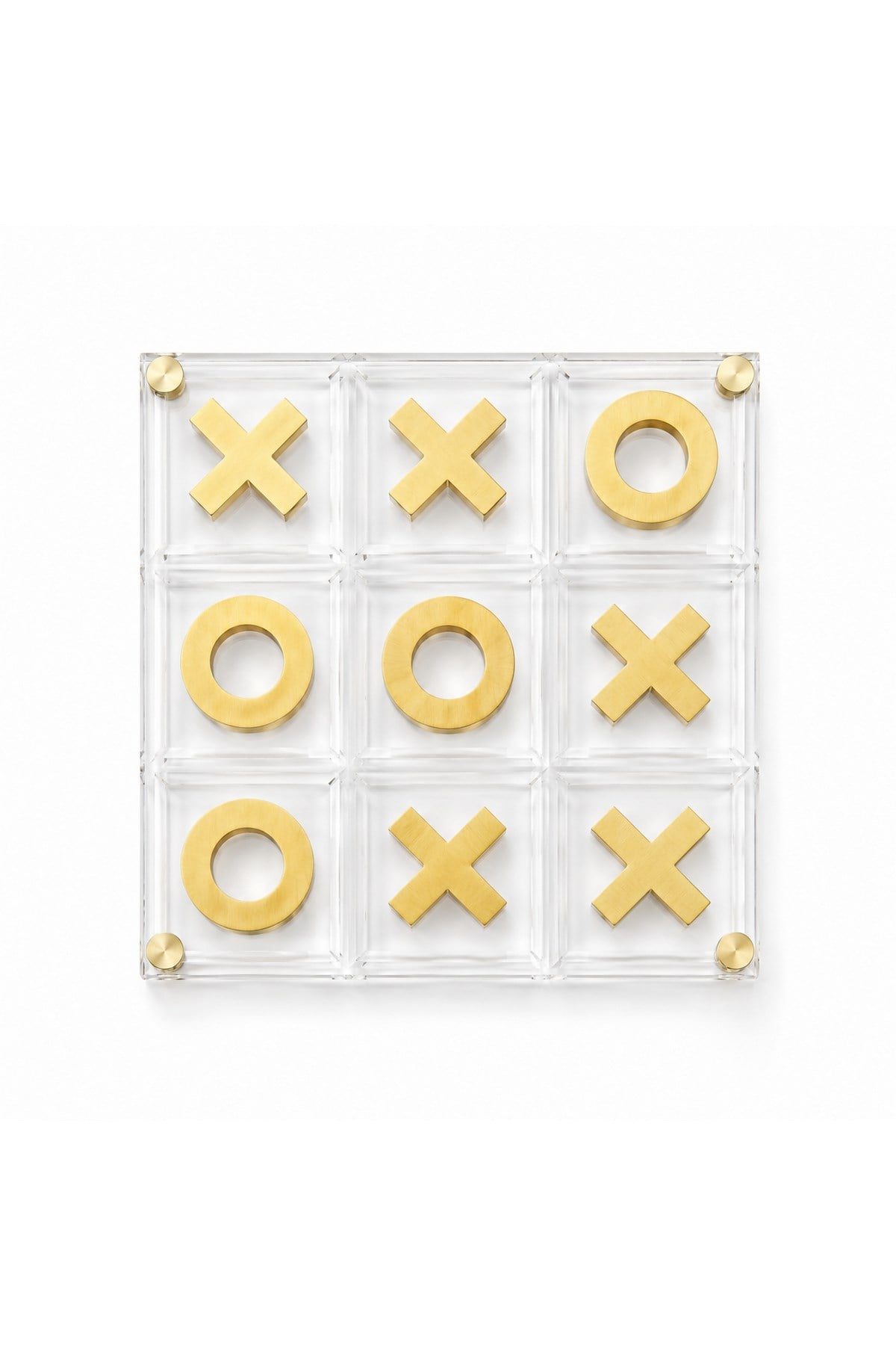 Memonza-Akrilik Pirinç Detaylı Dekoratif Tic Tac Toe Oyun Seti-Satranç-4-roqelvaxirum.shop