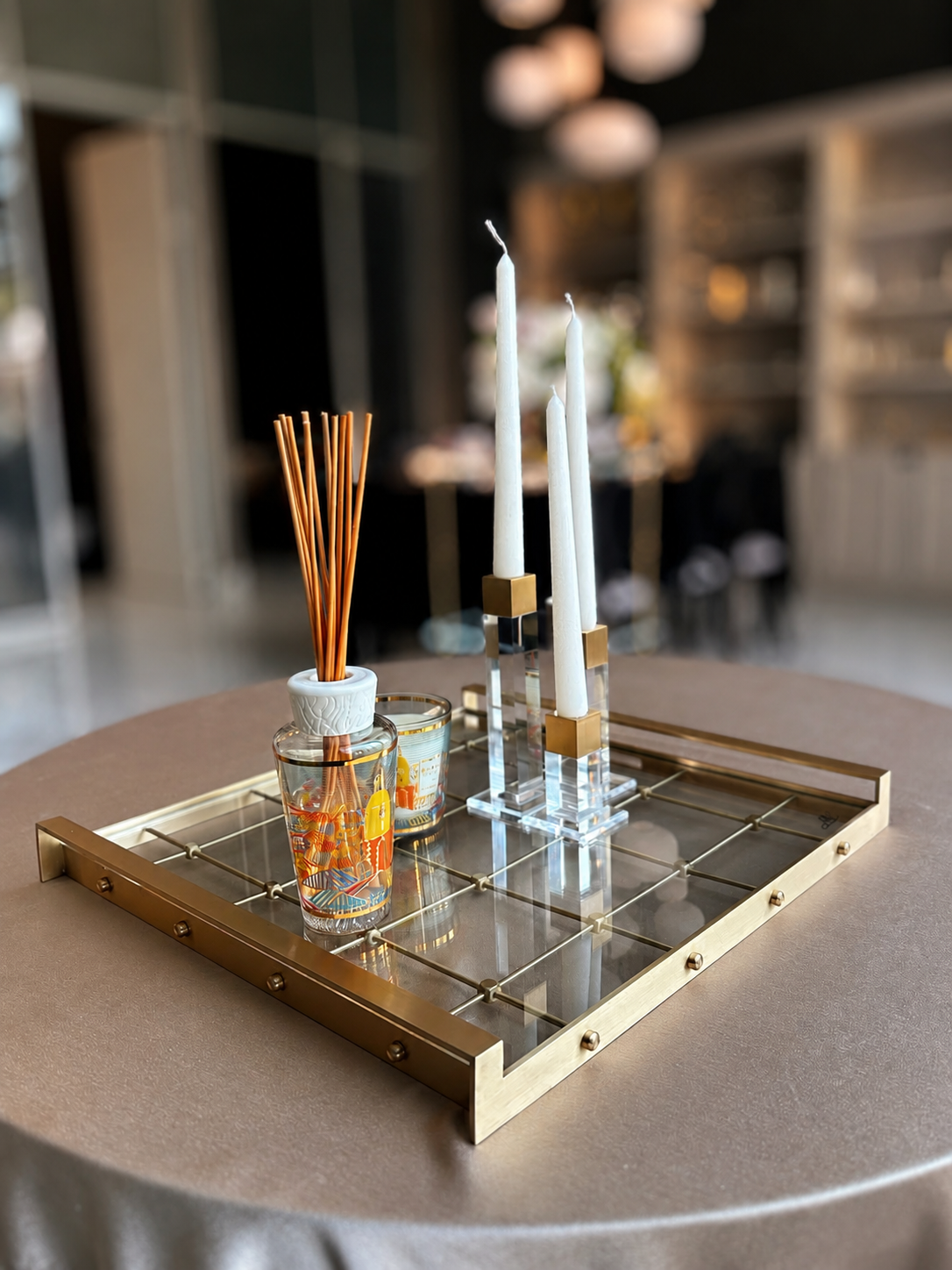 Memonza-Alea Pirinç Zar Detaylı Dekoratif Cam Tepsi Kare-Tepsi-4-roqelvaxirum.shop