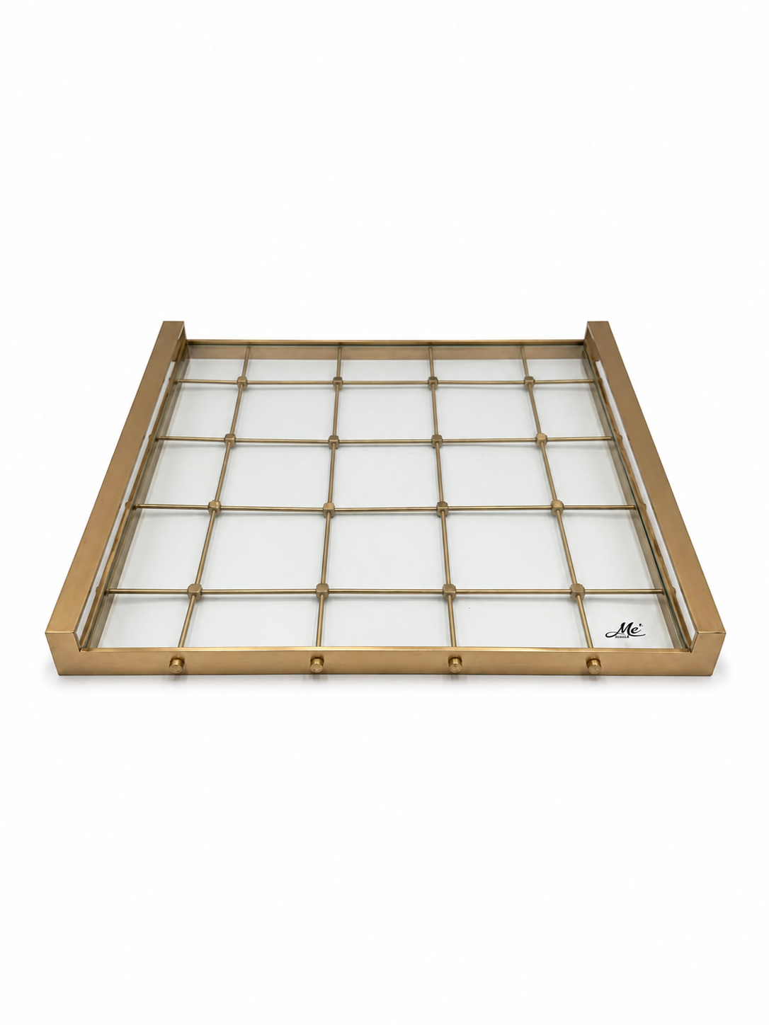 Memonza-Alea Pirinç Zar Detaylı Dekoratif Cam Tepsi Kare-Tepsi-2-roqelvaxirum.shop