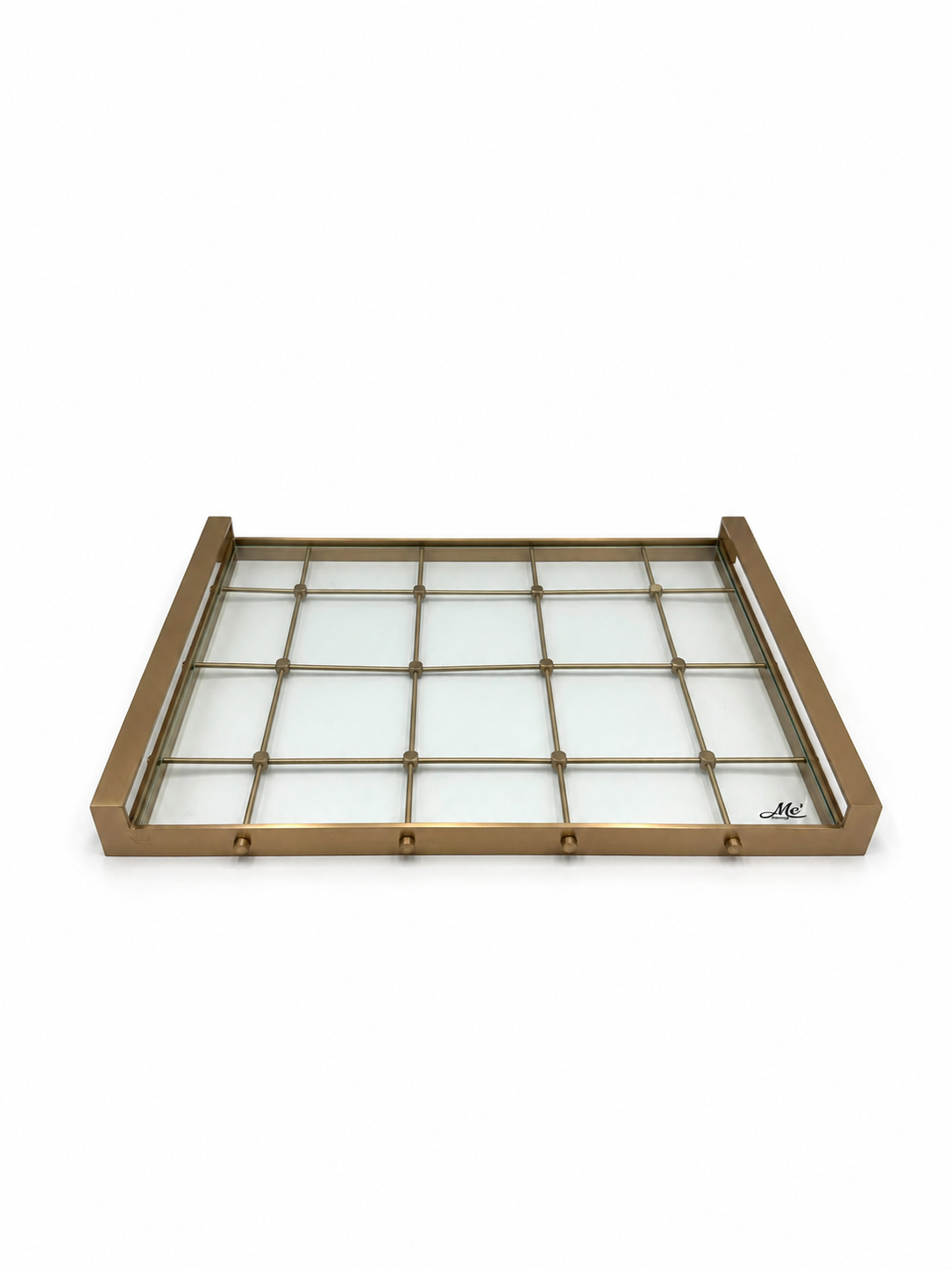 Memonza-Alea Pirinç Zar Detaylı Dekoratif Cam Tepsi Dikdörtgen-Tepsi-2-roqelvaxirum.shop