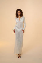 Mozto-Amaris Knitted White Maxi Beach Dress-Elbise-2-roqelvaxirum.shop