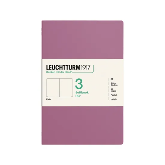 Leuchtturm1917 Jottbook Pur A5 80 Numaralandırılmış Sayfa Düz 3'Lü Paket Defter Dusty Rose 400688