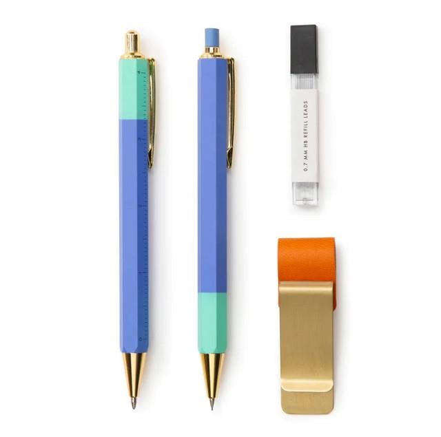 Kikkerland Inkerie 0.7 Mm Mekanik Uçlu Kalem & Tükenmez Kalem & Klips Seti