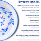Dikdörtgen Geniş Tabak Mavi Beyaz