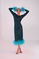Mozto-Patrice Tüylü Mavi Midi Elbise-Elbise-6-roqelvaxirum.shop